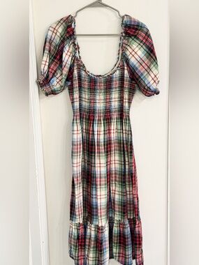 Hill House The Nap Dress in Light Plaid Sz L with Pockets